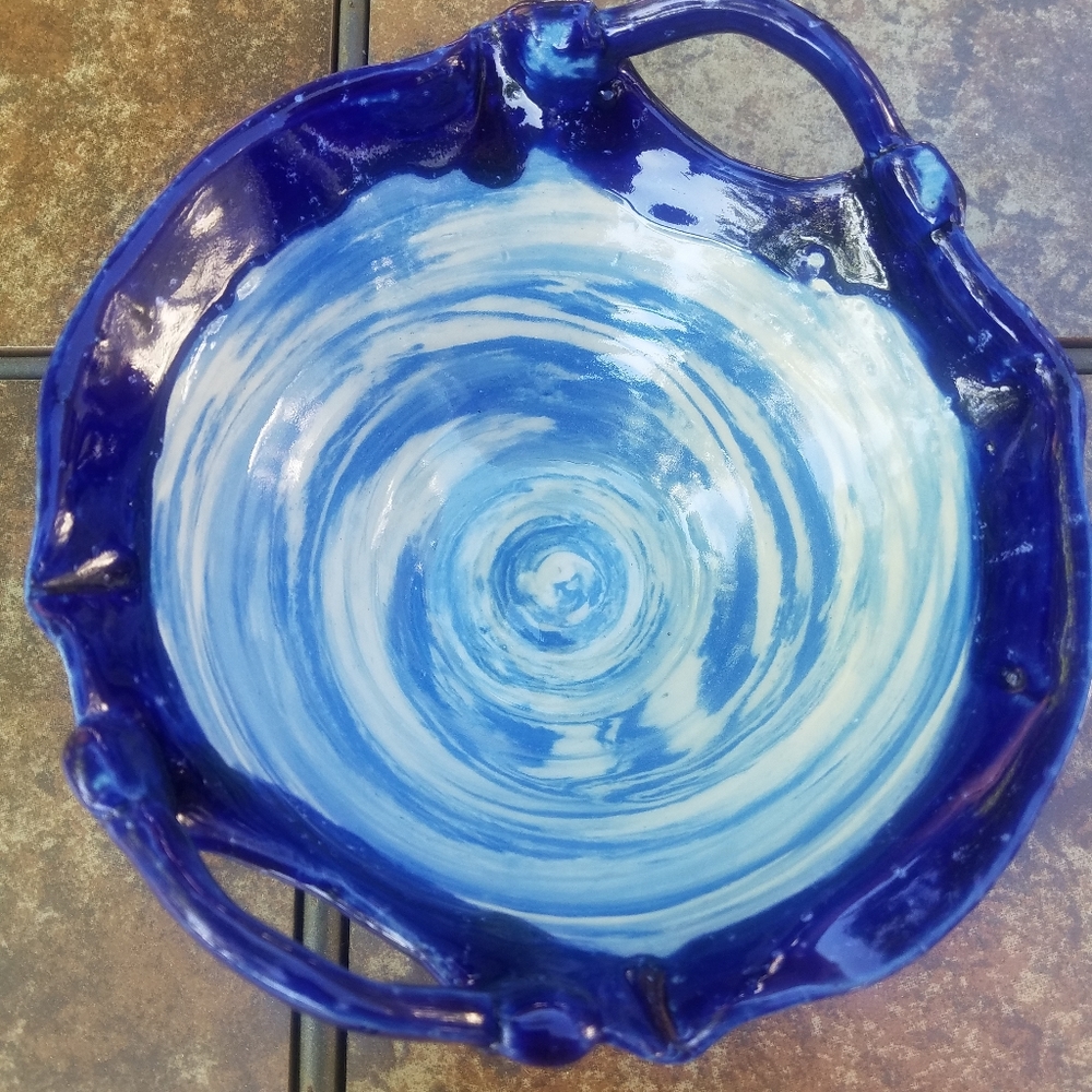 One of a kind Agate ware bowl. Handmade. Unsigned.